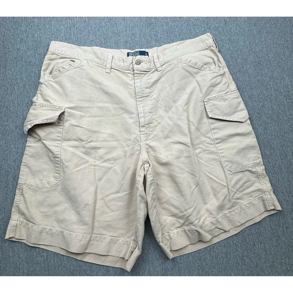 Polo Ralph Lauren Mens Sz XL 38x10 Cargo Linen Blend Shorts Preppy Casual VTG